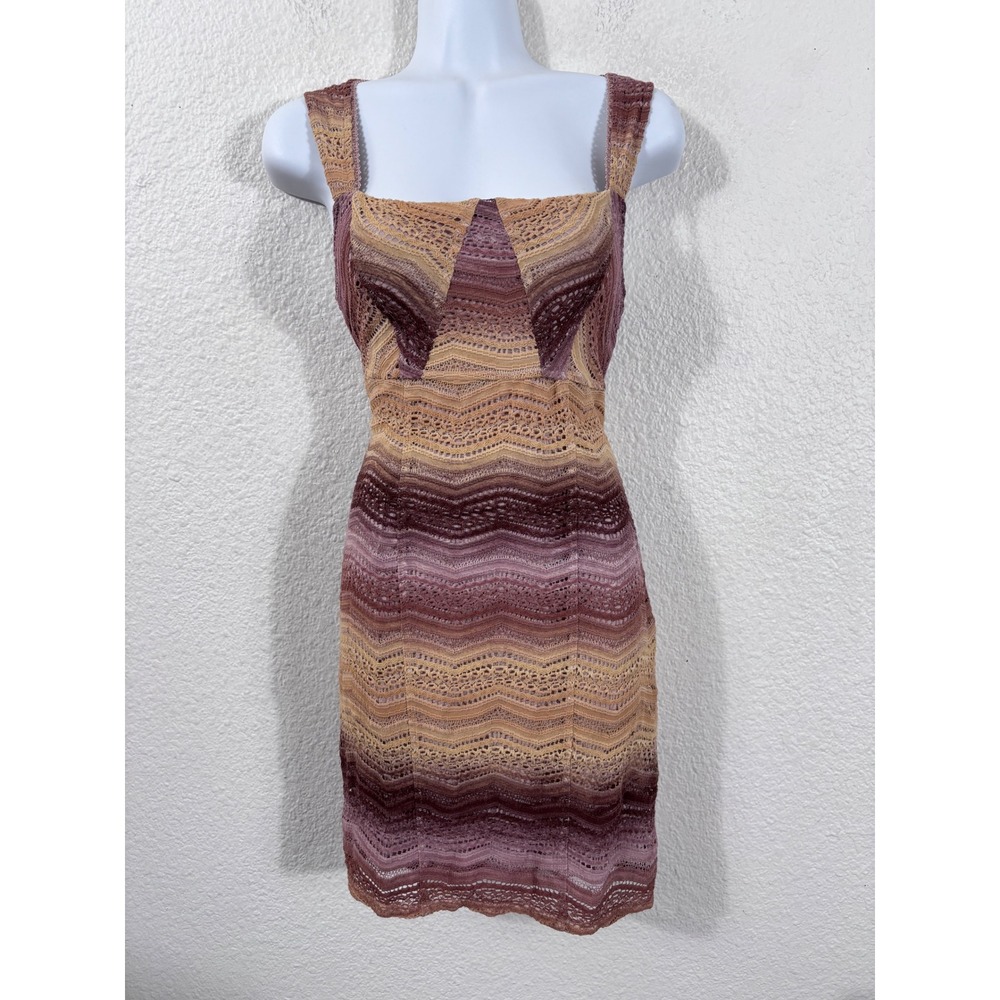 Free People Mini Bodycon Dress Women 6 Crochet Lace Open Back Sleeveless